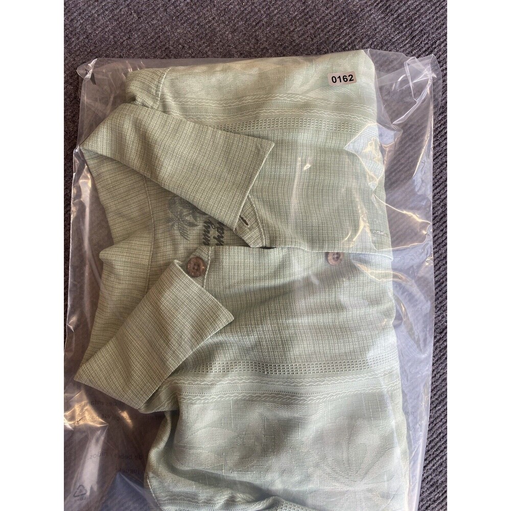 Tommy Bahama Men's Green Mint Tourquoise  Silk Hawaiian Aloha Button Up Size XL - Picture 7 of 7